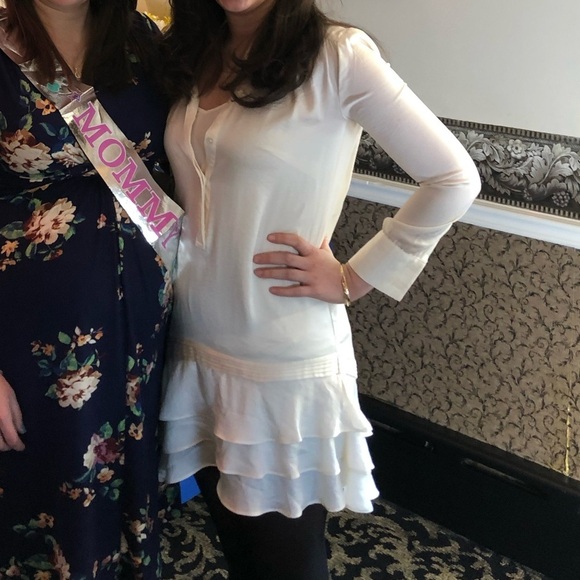 Banana Republic Dresses & Skirts - Banana Republic Cream Mini Dress with Ruffled Drop Waist